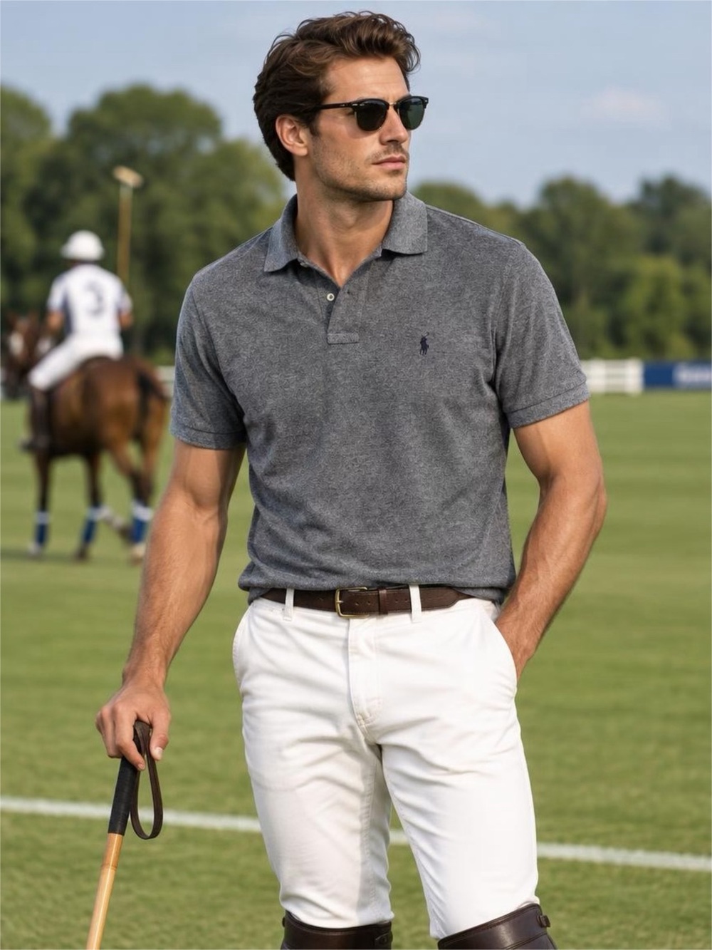Polo by Ralph Lauren Men's Sz L Charcoal Heather Polo Shirt All Cotton